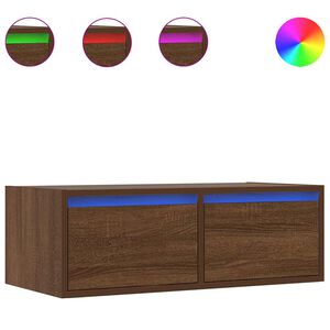 vidaXL M&oacute;vel de TV com luzes LED 75x35,5x25 cm cor carvalho castanho