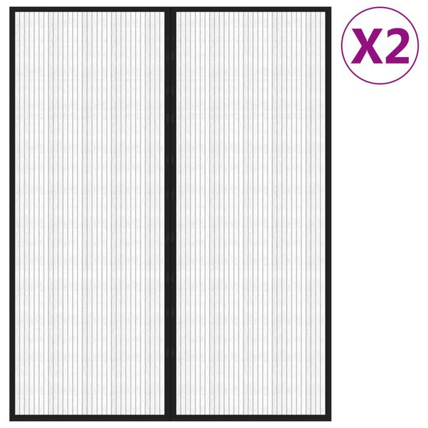 vidaXL Cortinas de porta anti-insetos magnéticas 2 pcs 230x160cm preto