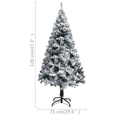 vidaXL Árvore de Natal artificial c/ flocos de neve 120 cm PVC verde