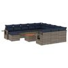 vidaXL Conjunto de sof&aacute; de jardim com 13 pe&ccedil;as e almofadas em rattan sint&eacute;tico cinza