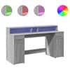 vidaXL Secret&aacute;ria luzes LED 160x55x91cm deriv. madeira cinzento sonoma