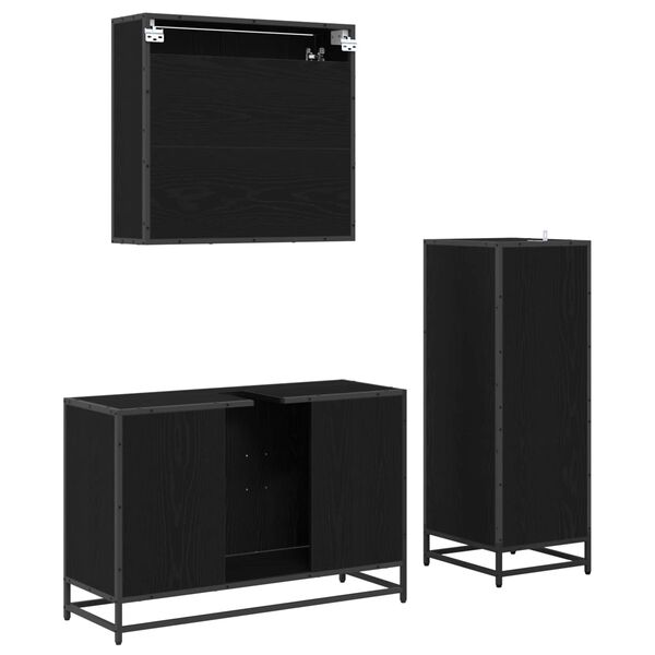 vidaXL Conjunto de M&oacute;veis para Banheiro com porta 3 pcs Carvalho Preto