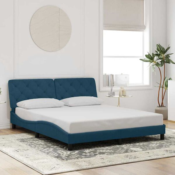 vidaXL Estrutura de cama sem colch&atilde;o 160x200 cm veludo azul