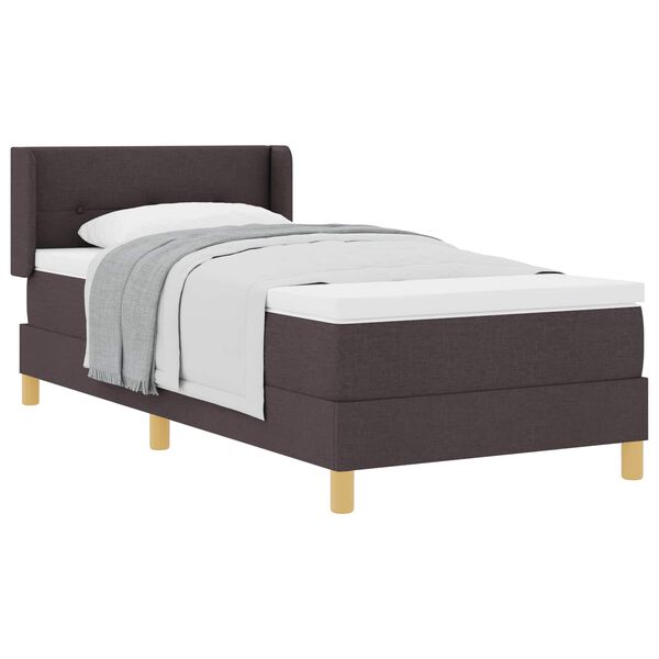 vidaXL Cama Box com colch&atilde;o Marrom Escuro 200 x 100 cm Poli&eacute;ster