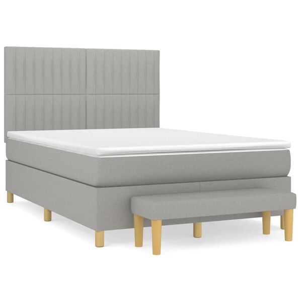 vidaXL Cama com molas/colch&atilde;o 140x190 cm tecido cinzento-claro