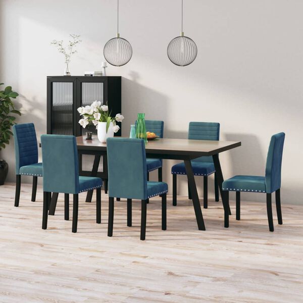 vidaXL Cadeiras de jantar 6 pcs veludo azul