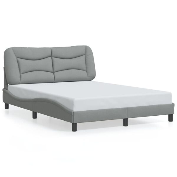 vidaXL Estrutura de cama sem colch&atilde;o Hvar 140x190 cm tecido cinzento-claro