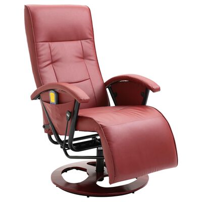 vidaXL Cadeira de massagens couro artificial vermelho tinto