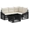 vidaXL Conjunto de Sof&aacute; de Jardim 5 unid. Preto e Branco Creme vime PE