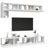 vidaXL 5 pcs conjunto de m&oacute;veis de TV derivados de madeira branco