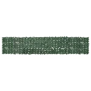 vidaXL Tela de varanda com folhas verde-escuras 400x75 cm
