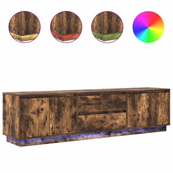 vidaXL M&oacute;vel de TV com luzes LED 193,5x41x50 cm carvalho fumado