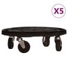 vidaXL Carrinho de plantas com rodas 5 pcs di&acirc;metro 40 cm 275 kg preto
