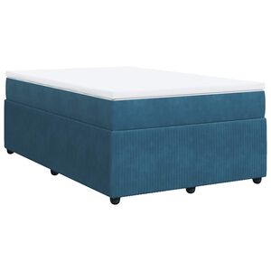 vidaXL Cama boxspring com colch&atilde;o 120x190 cm veludo azul-escuro