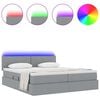 vidaXL Cama com luzes de tira LED Cinzento-claro 180 x 200 cm tecido