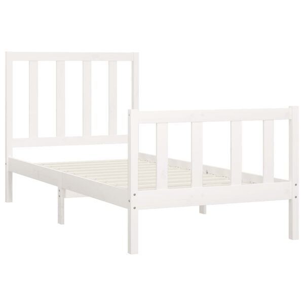 vidaXL Estrutura de cama 100x200 cm madeira maci&ccedil;a branco