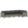 vidaXL 5 pcs conjunto lounge de jardim c/ almofad&otilde;es vime PE cinzento