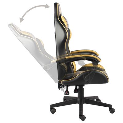 vidaXL Cadeira estilo corrida couro artificial preto e dourado
