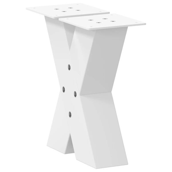 vidaXL P&eacute;s para mesa de centro em formato de X, 2 pe&ccedil;as, branco, 40x (30-31) cm, a&ccedil;o