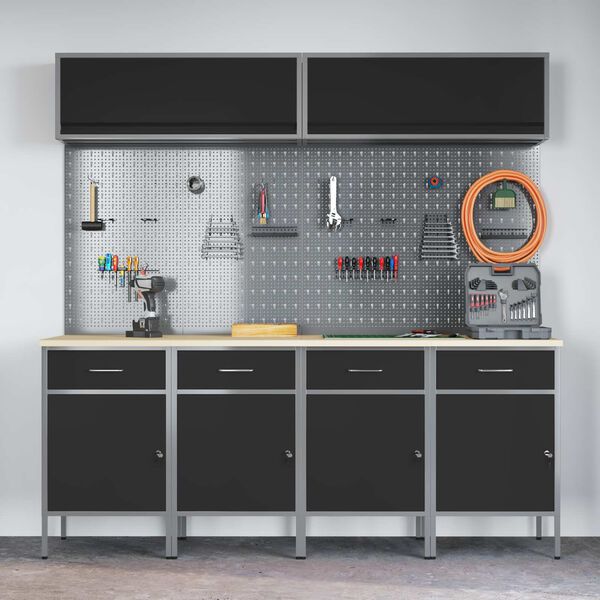 vidaXL Conjunto de Arm&aacute;rios de Trabalho com gaveta Manual 10 pcs Preto