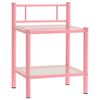 vidaXL Mesa cabeceira 45x34,5x60,5cm metal rosa e vidro transparente