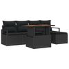 vidaXL Conjunto de Sof&aacute; de Jardim 6 unid. Preto vime PE