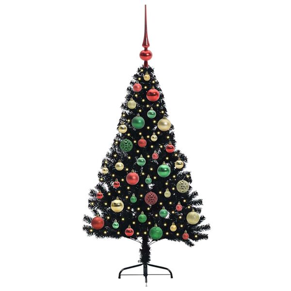 vidaXL &Aacute;rvore de Natal Artificial Pr&eacute;-iluminada Preto 120 cm PVC