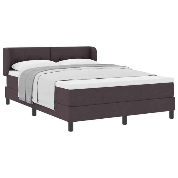 vidaXL Cama Box com colch&atilde;o Marrom Escuro 140 x 200 cm tecido