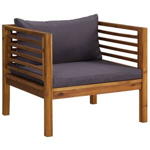 vidaXL Cadeira de jardim c/ almofad&otilde;es cinzento-escuro ac&aacute;cia maci&ccedil;a