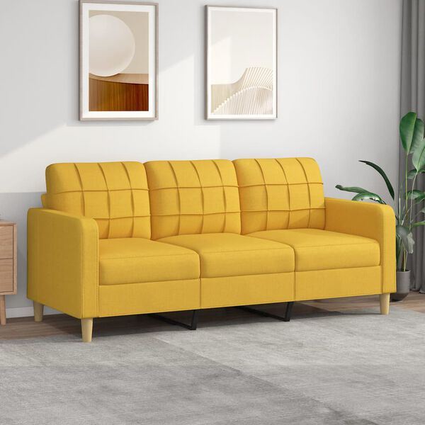 vidaXL Sof&aacute; de 3 lugares 180 cm tecido amarelo-claro