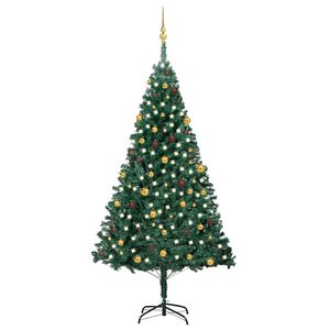 vidaXL &Aacute;rvore Natal artificial pr&eacute;-iluminada c/ bolas 240 cm verde
