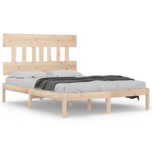 vidaXL Estrutura de cama king 150x200 cm madeira maci&ccedil;a