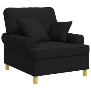 vidaXL Poltrona XL com almofadas Preto Tecido