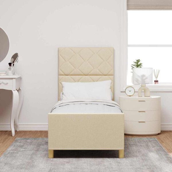 vidaXL Estrutura da Cama com cabeceira Creme 80 x 200 cm tecido