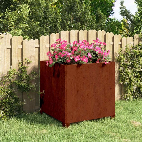 vidaXL Vaso/floreira com pernas 50x50x50 cm a&ccedil;o corten cor enferrujado