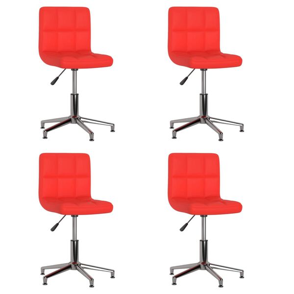vidaXL Cadeiras jantar girat&oacute;rias 4pcs couro art. vermelho