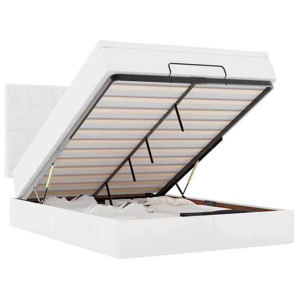 vidaXL Estrutura de cama otomana com colch&atilde;o 140x190 cm branca