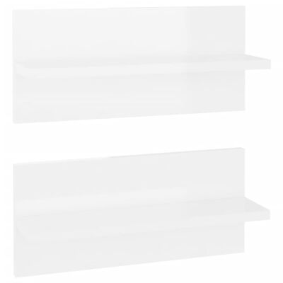 vidaXL Estantes de parede 2 pcs 40x11,5x18 cm branco brilhante