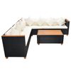 vidaXL 5 pcs conjunto lounge de jardim c/ almofadões vime PE preto