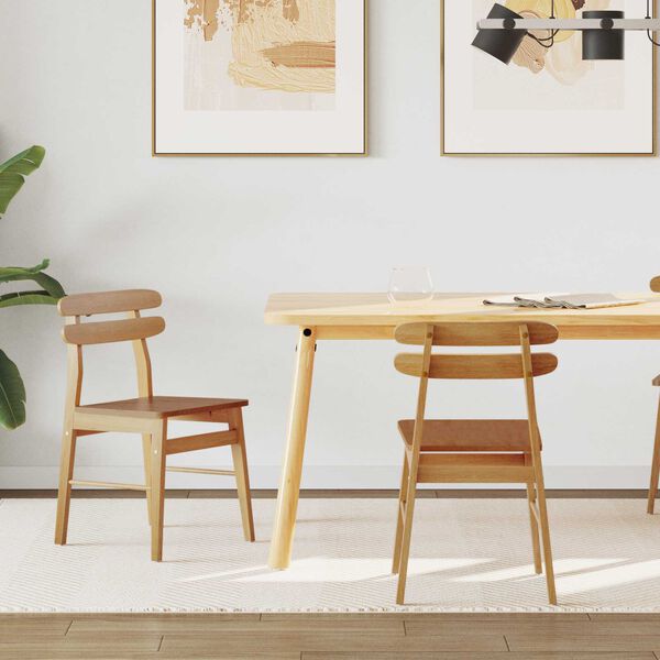 vidaXL Cadeira de jantar 2 pcs Natural Madeira Sólida