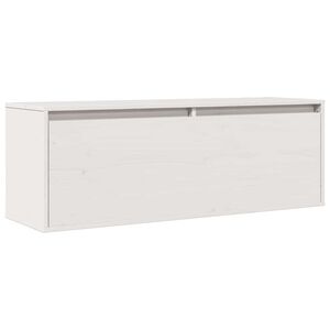 vidaXL Arm&aacute;rio de parede 100x30x35 cm madeira de pinho maci&ccedil;a branco