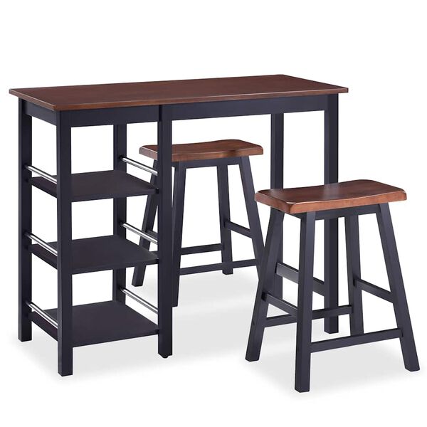 vidaXL Conjunto de bar 3 pcs MDF preto