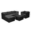 vidaXL 4 pcs conjunto lounge para jardim vime PE preto e cinzento
