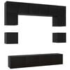 vidaXL 8 pcs conjunto de m&oacute;veis de TV derivados de madeira preto