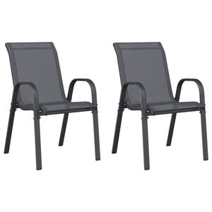 vidaXL Cadeiras de jardim empilh&aacute;veis 2 pcs textilene cinzento