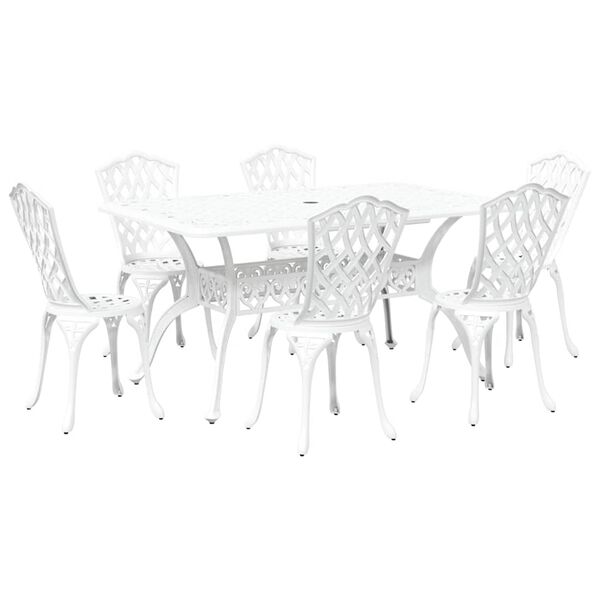 vidaXL Conjunto de Jantar para Jardim 7 pcs Branco Alum&iacute;nio