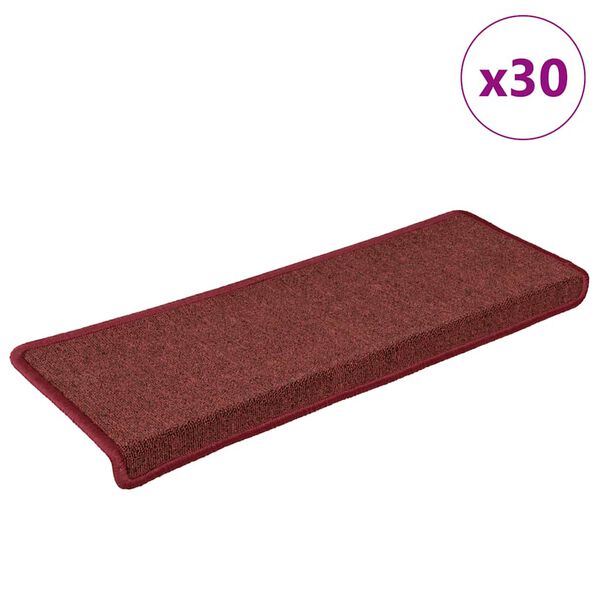 vidaXL Tapetes de escada 30 pe&ccedil;as 65x21x4 cm Bord&ocirc; com borda retangular
