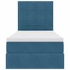 vidaXL Cama com arruma&ccedil;&atilde;o e colch&atilde;o Azul Escuro 90 x 190 cm Veludo