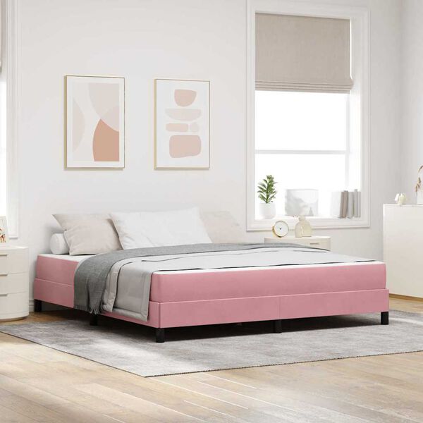 vidaXL Cama Box com colchão Rosa 180 x 220 cm tecido