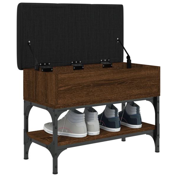vidaXL Banco sapateira 62x32x45 cm derivados madeira carvalho castanho